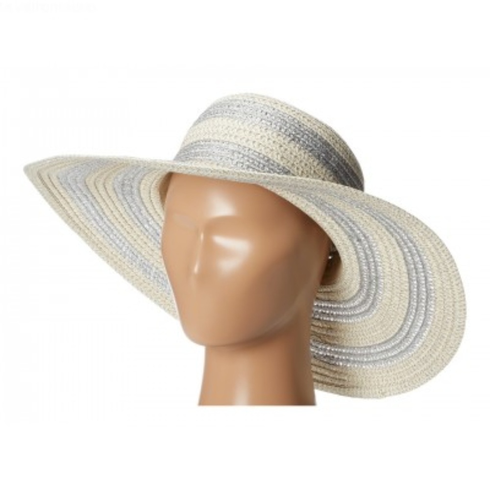 Large Brim Silver Striped Hat